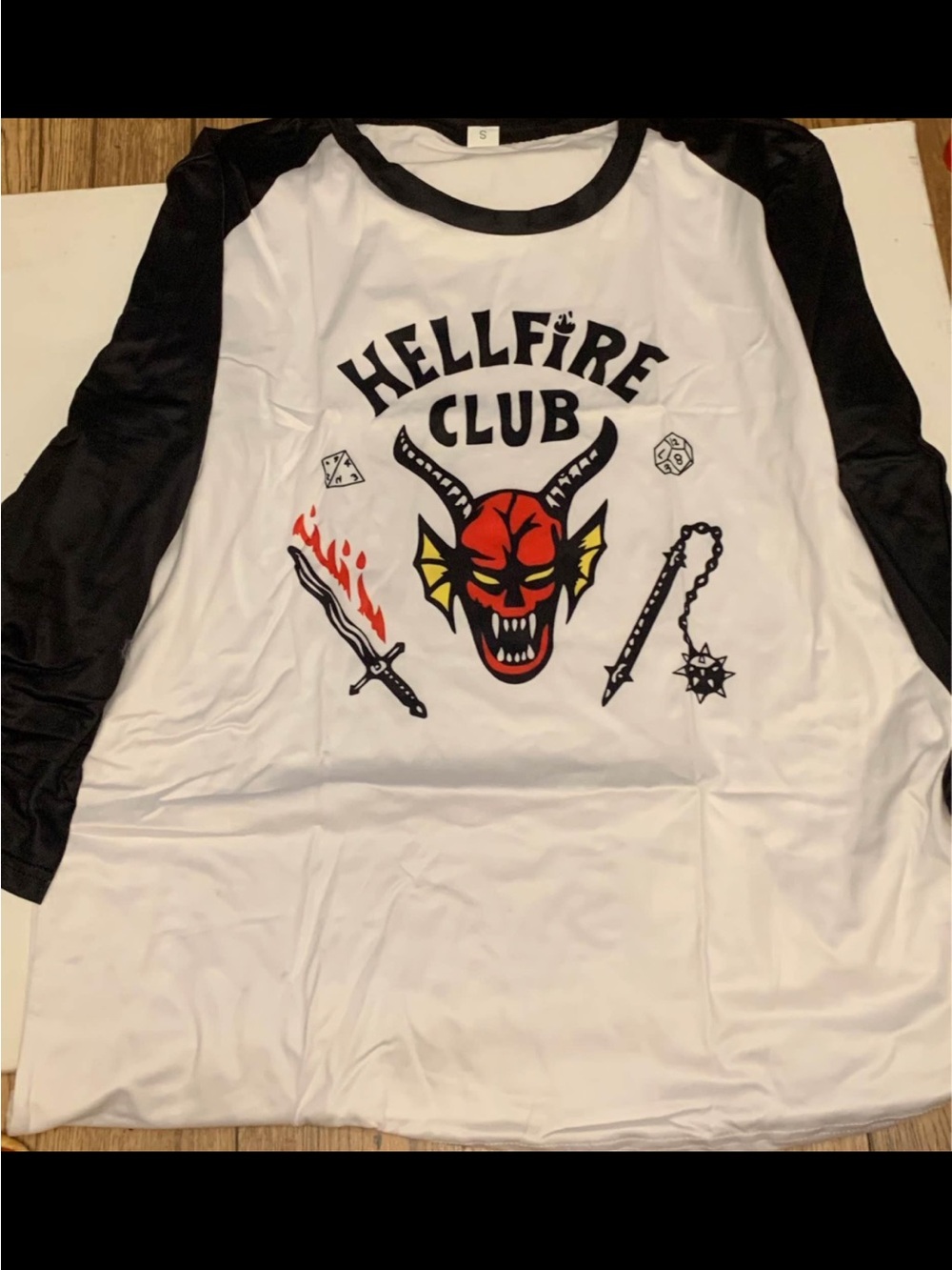 stranger things  "Hellfire Club" Graphic half sleeve Tee - Black & White